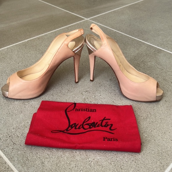 RARE Preloved Christian Louboutin Peep toe slingback in Blush leather 39 - Picture 3 of 9